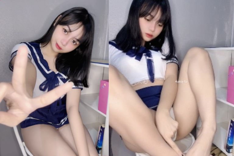 Violet Airis Schoolgirl Playing With Dildo